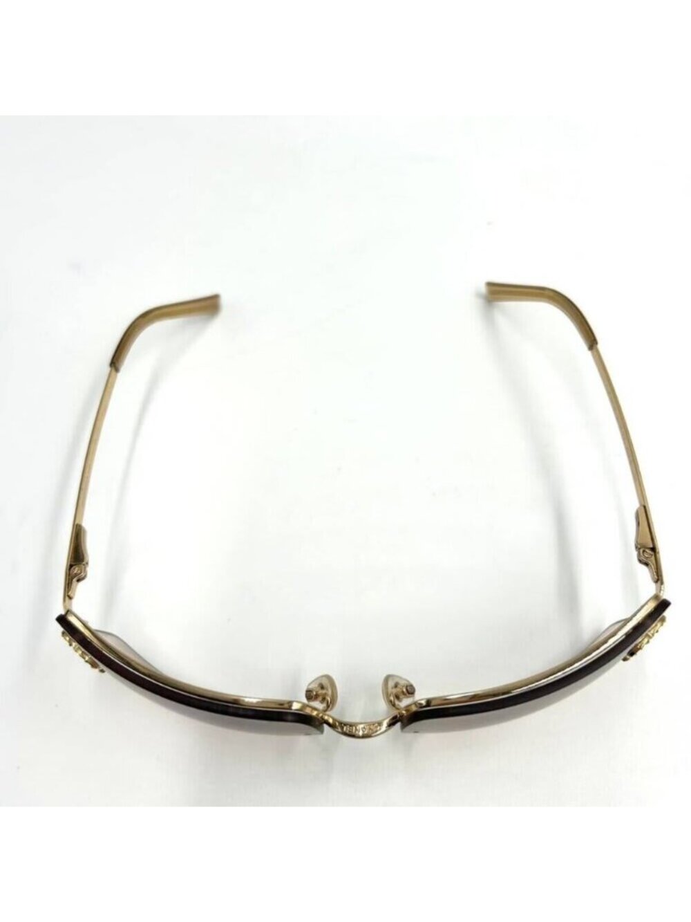Chanel Vintage Sunglasses Rhinestone CC Logo Rimless Gradient Gold Y2 - Picture 10 of 10